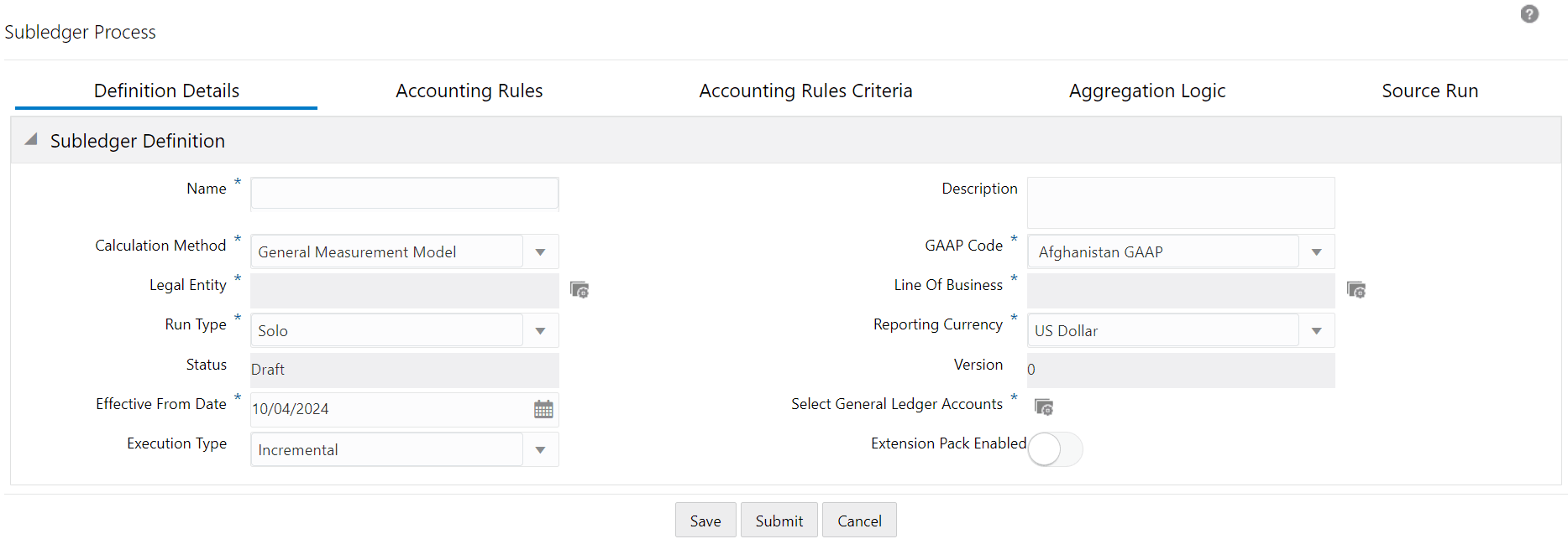 The Subledger Process Window
