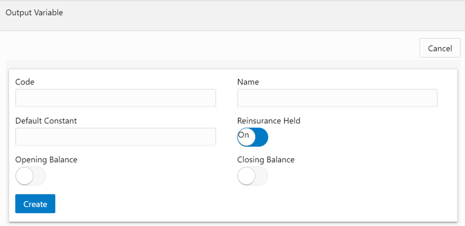 The Window for Creating a New Output Variable if the Reinsurance Held slider is enabled