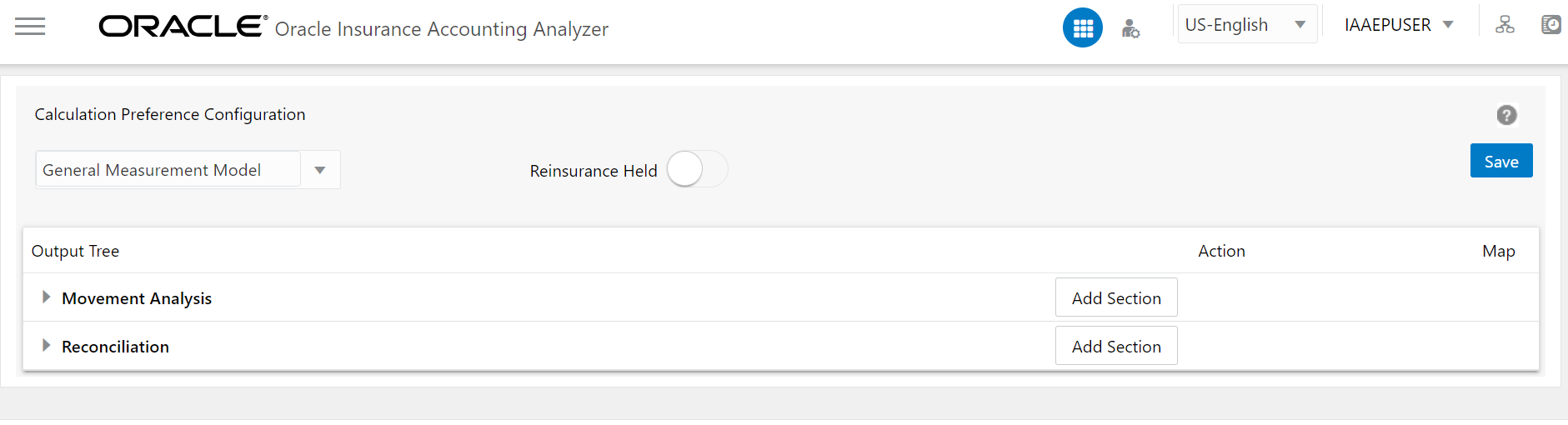 The Calculation Preference Configuration page