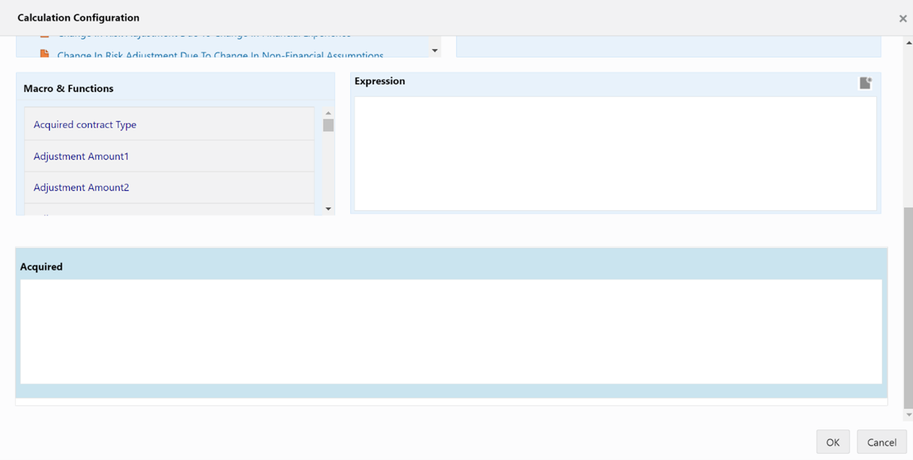 The Acquired field in the Calculation Configuration window