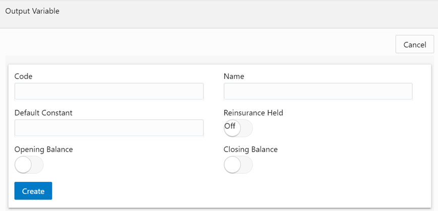 The Window for Creating a New Output Variable if the Reinsurance Held slider is not enabled