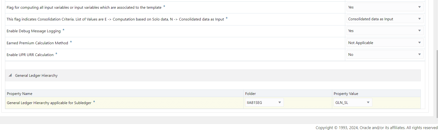 The Application Configuration window (continued)