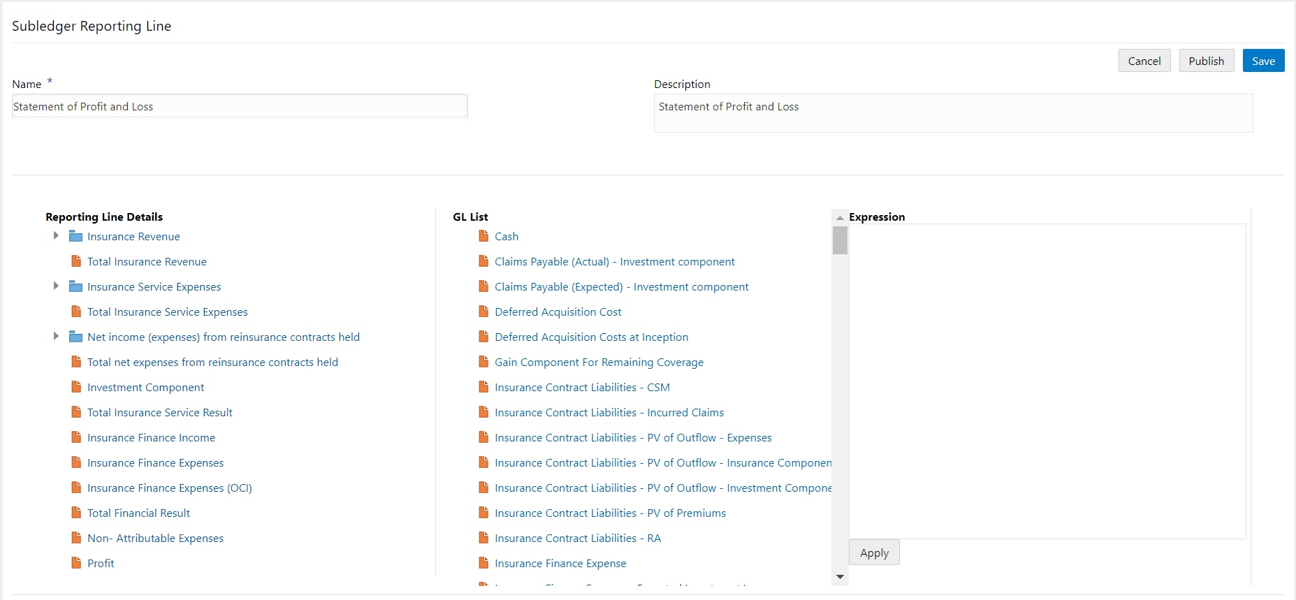 Subledger Reporting Line