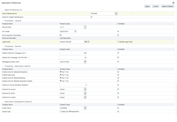 This screen allows you to specify the preferences for Allocation Models.