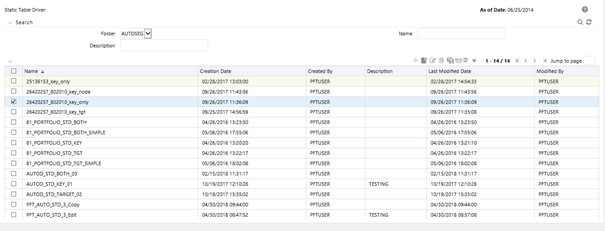 The Static Table Driver Summary page displays the static table driver rules that are already defined and available. You can edit, view, delete, check dependencies of the available static table driver rules. Also, you can navigate to create a new static table driver rule from this screen.
