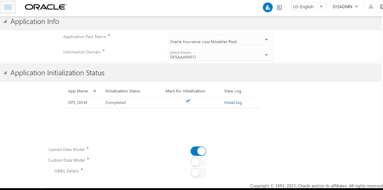 Initializing the OILM application