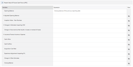 The Present Value of Future Cash Flows (LFRC) pane