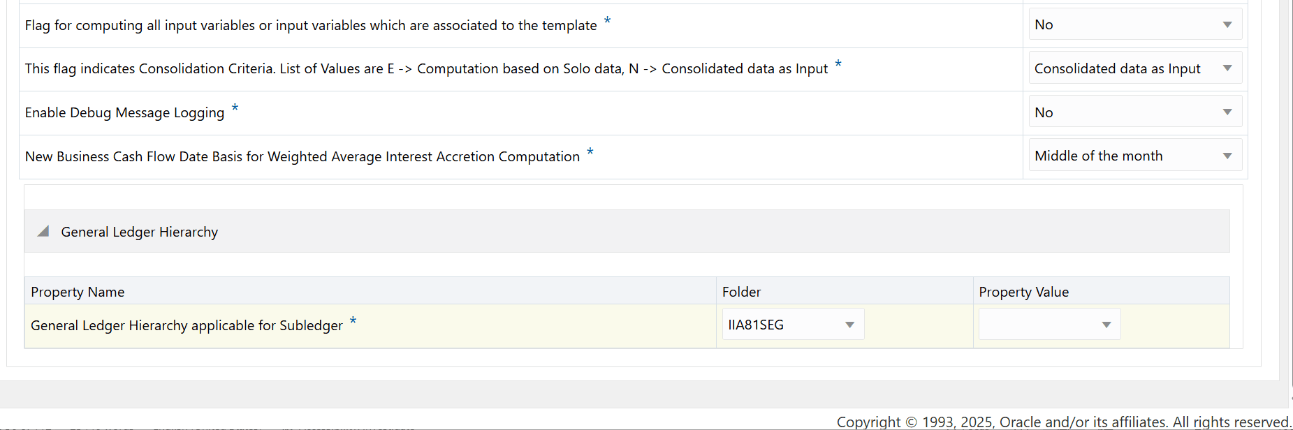 The Application Configuration window (continued)
