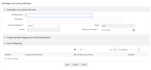 The Subledger Accounting Attribute window The Subledger Accounting Attribute window