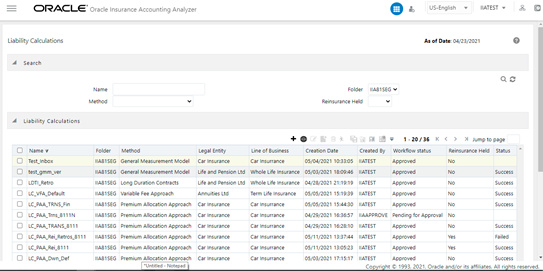 The Liability Calculation Window