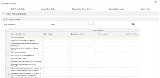 The Accounting Rules Tab with the Expanded Accounting Rules pane