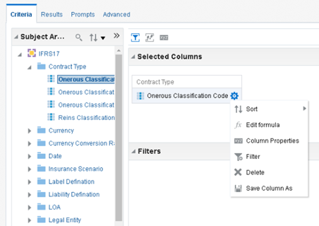 The Settings icon adjacent to the Onerous Classification Code