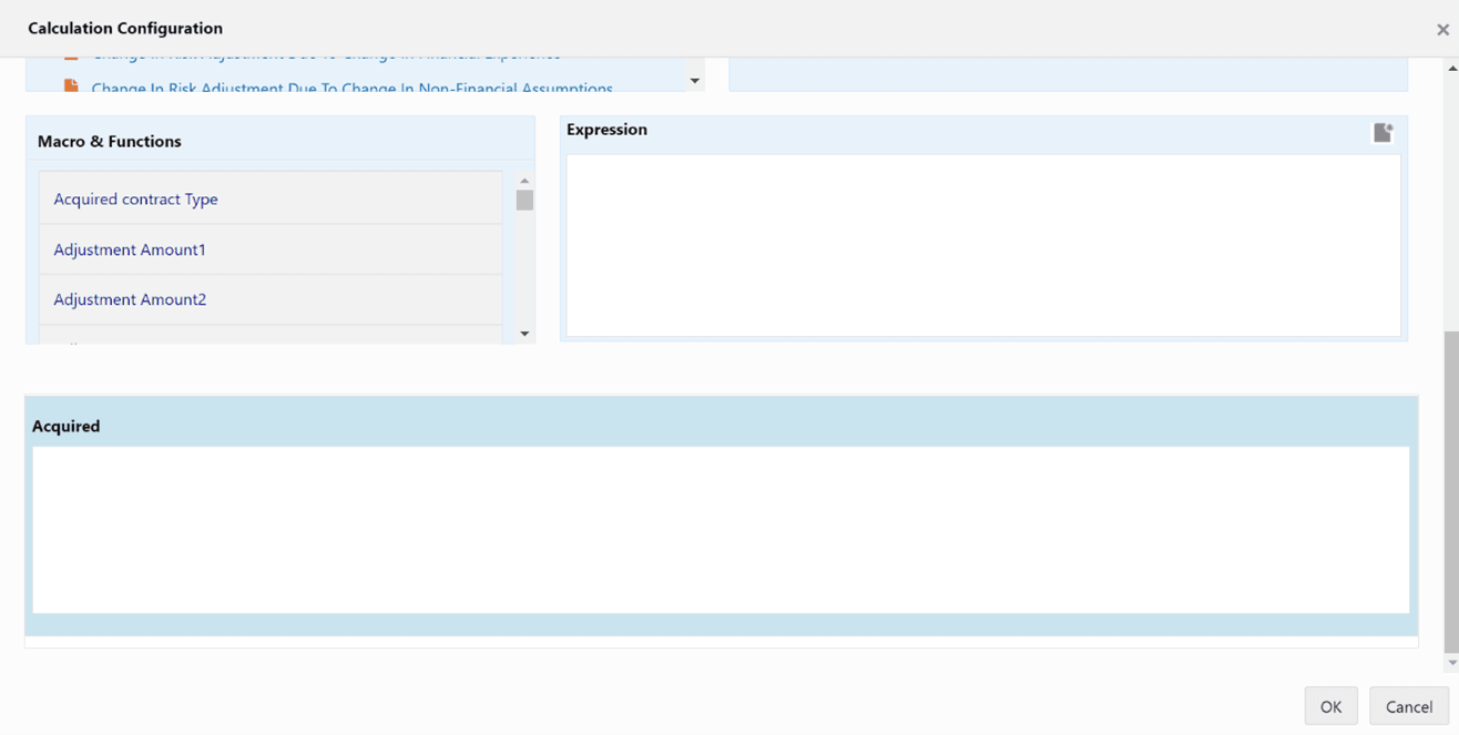 The Acquired field in the Calculation Configuration window