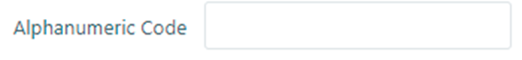 Alphanumeric Code text box