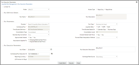 Run Definition – Run Execution Parameters