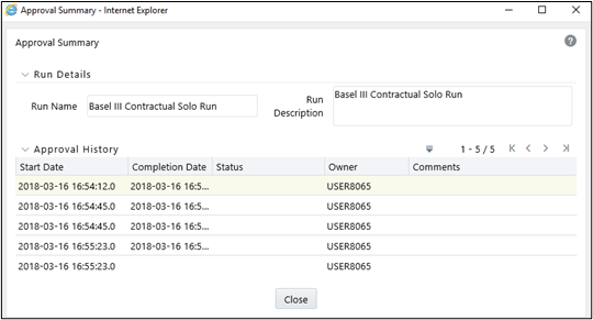 Run Management – Approval Summary