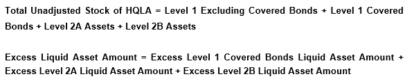 This image displays the Total Unadjusted Stock of HQLA.