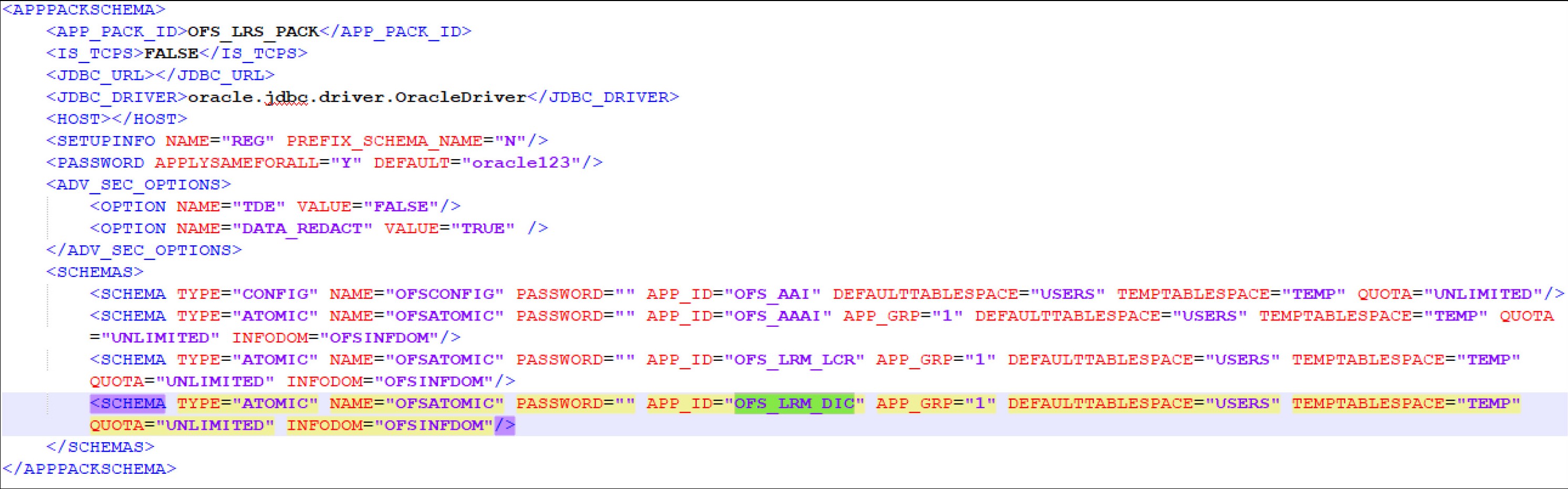 Sample OFS_LRS_SCHEMA_IN.xml File