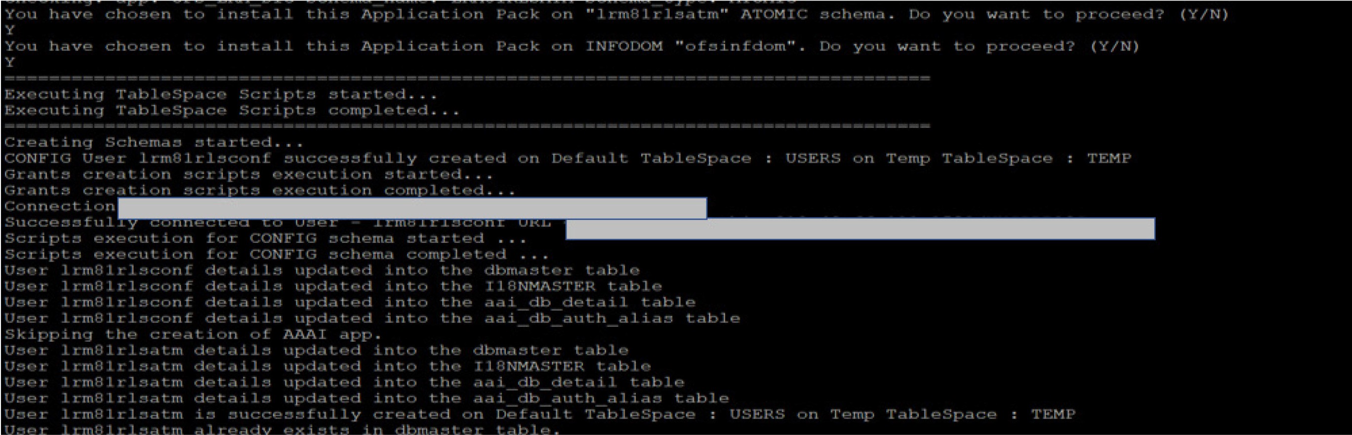 Schema Creation in Online Mode – Infodom Confirmation