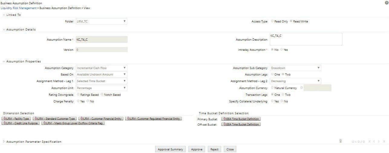 Business Assumption Definition – Approve/Reject