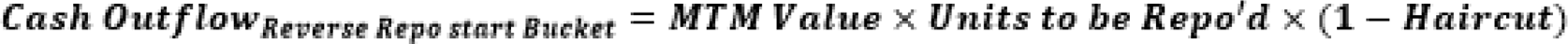 Formula for cash outflows occurring in the reverse repo start bucket.