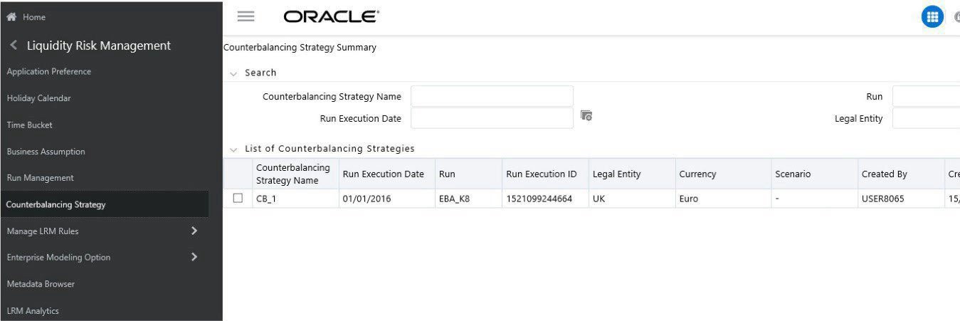The Counterbalancing Strategies Summary window of the application allows you to define and execute a Counterbalancing Strategy in the application