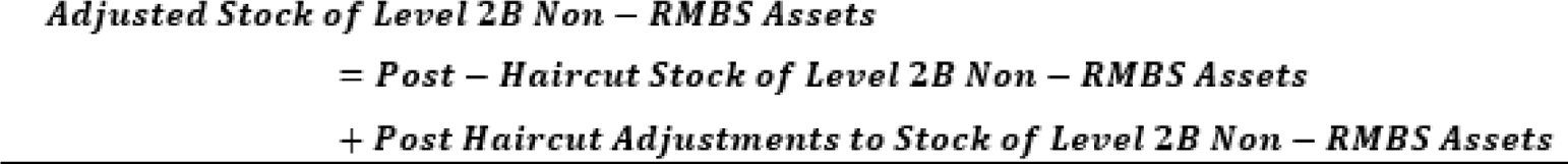 This illustration shows the formula for calculating adjusted stock of level 2B non-RMBS.