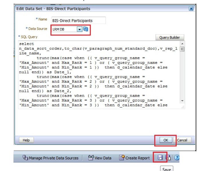 This image illustrates Edit Data Set - BIS-Direct Participants