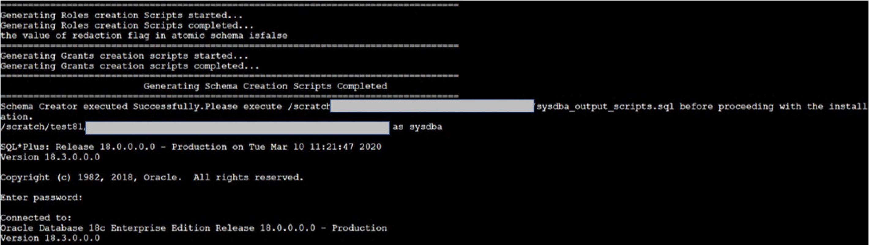 Schema Creation in Offline Mode Successful