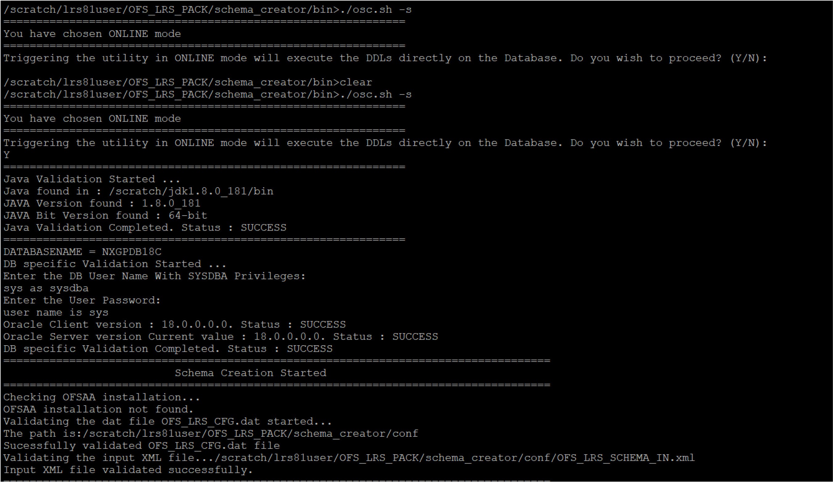 Schema Creation in Online Mode