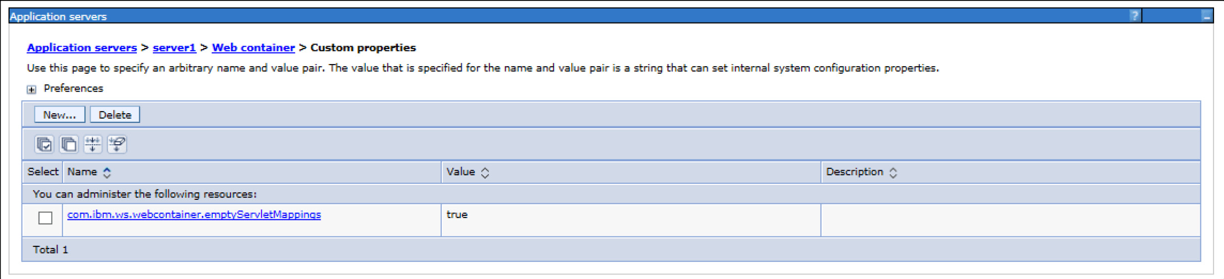 This image illustrates the Set Web Container Custom Properties