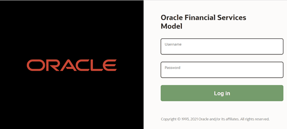 OFS Model Management and Governance Application Login Page