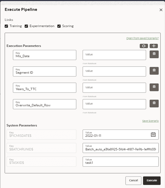 A Sample of the Execute Pipeline Window