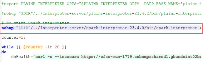 Snapshot of startup.sh file
