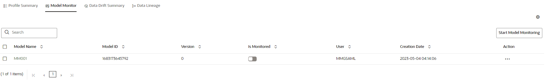 This image displays the Mode Monitor page.