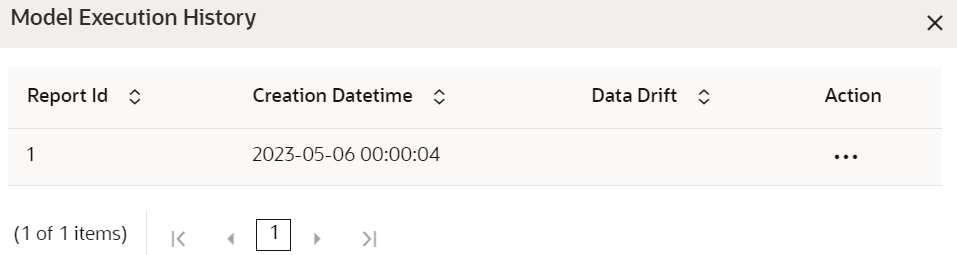This image displays the Model Execution History.