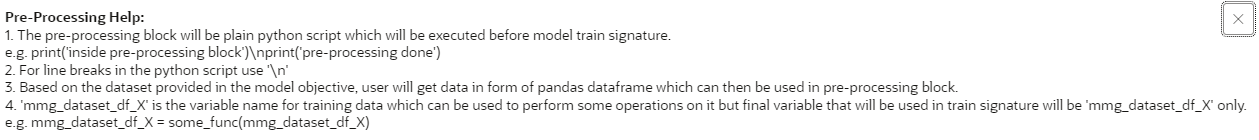 This image displays the Pre-Processing text box.