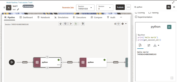 This image displays the Switching between Notebook and Pipeline.