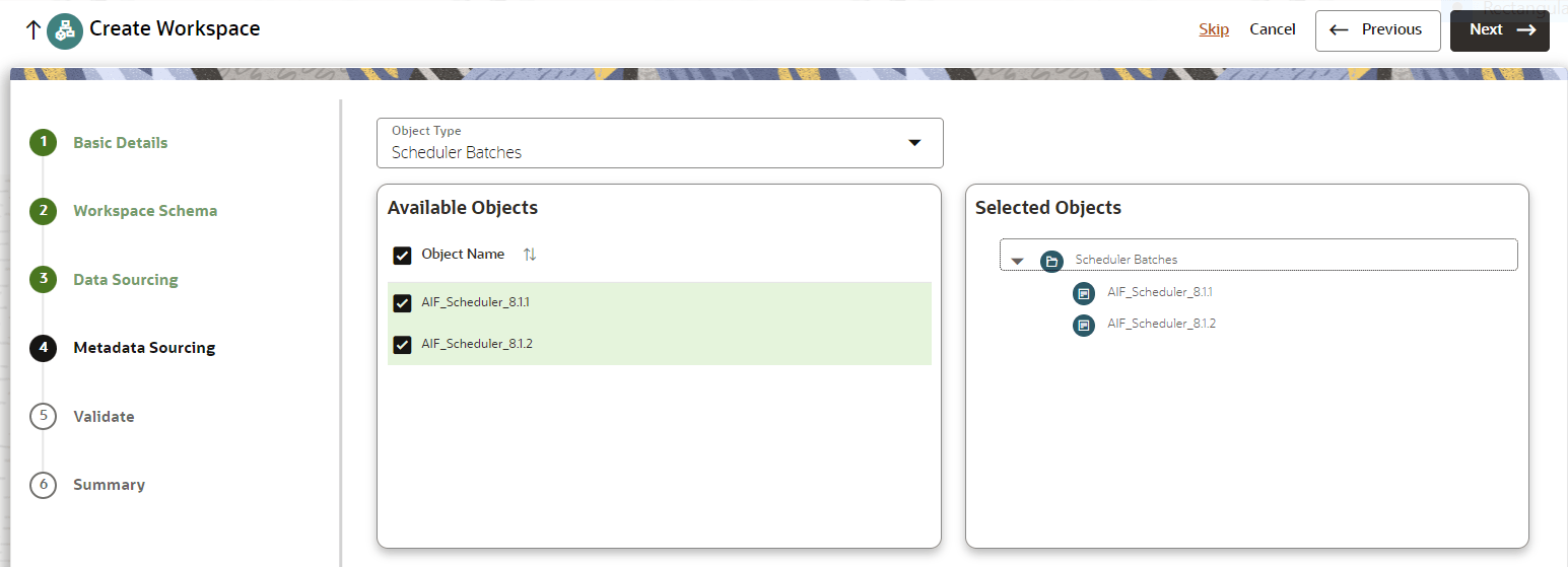 This image displays the Metadata Sourcing.