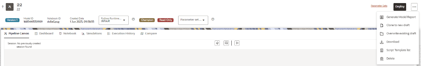 This image displays the Published Model in Pipeline Designer.