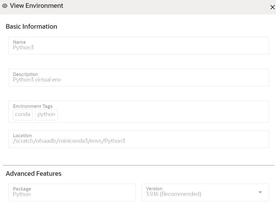 This image displays the View a Conda Environment.