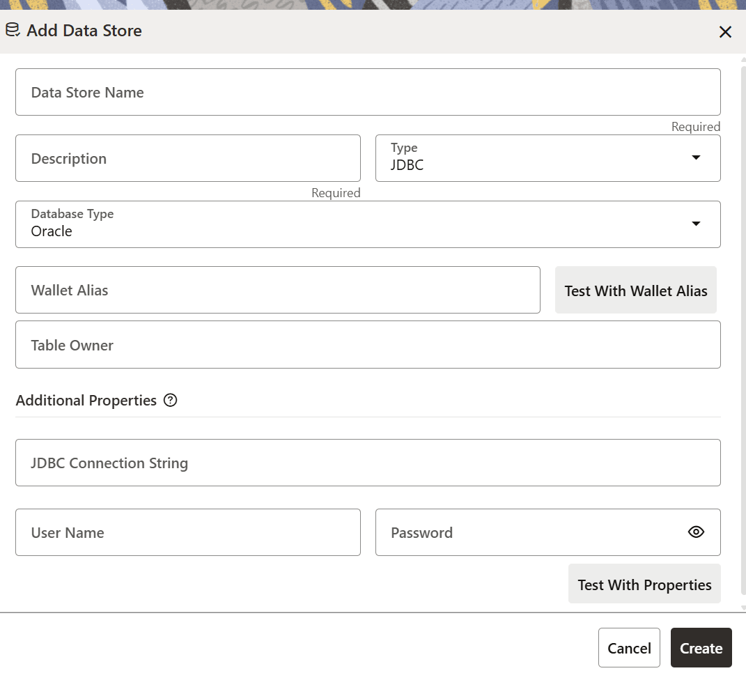 Add Data Store Window
