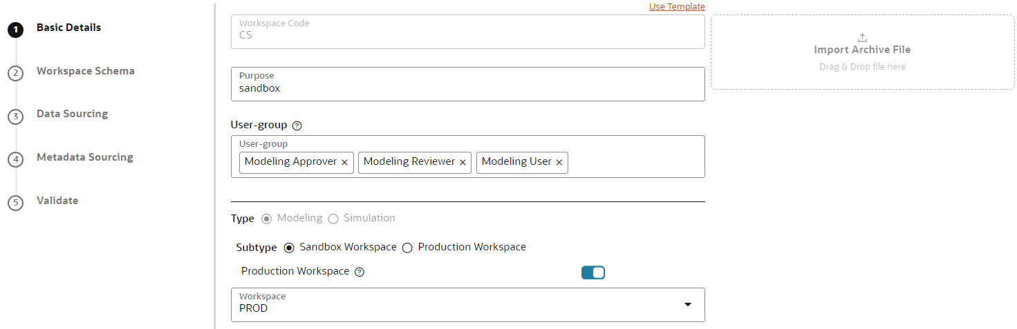 This image displays the Edit Workspace window.