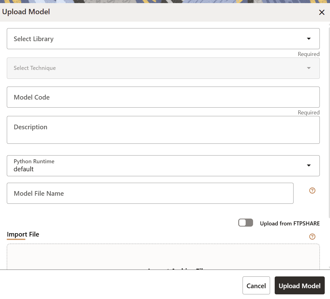 Upload Model Drawer