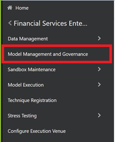 This image displays the Model Management and Governance menu.
