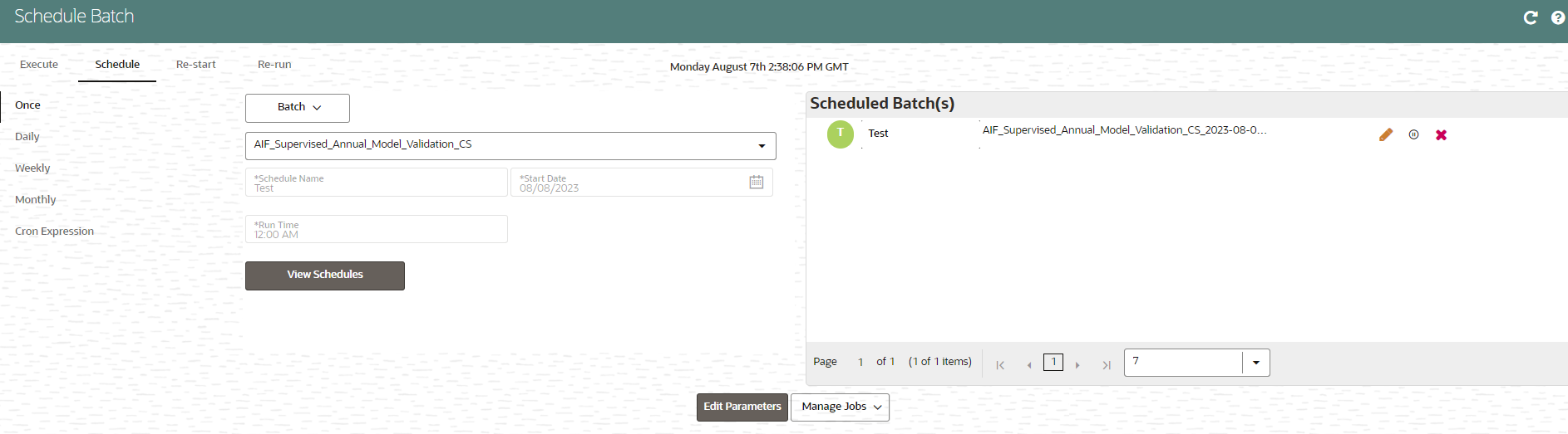 This image displays the Scheduled Batches.