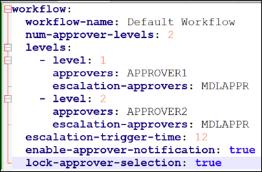 This image displays the multi level approval parameters.