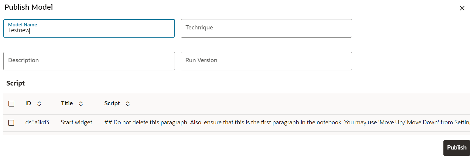 This image displays the Publish Model.