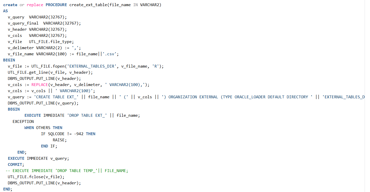 This image displays the External table.