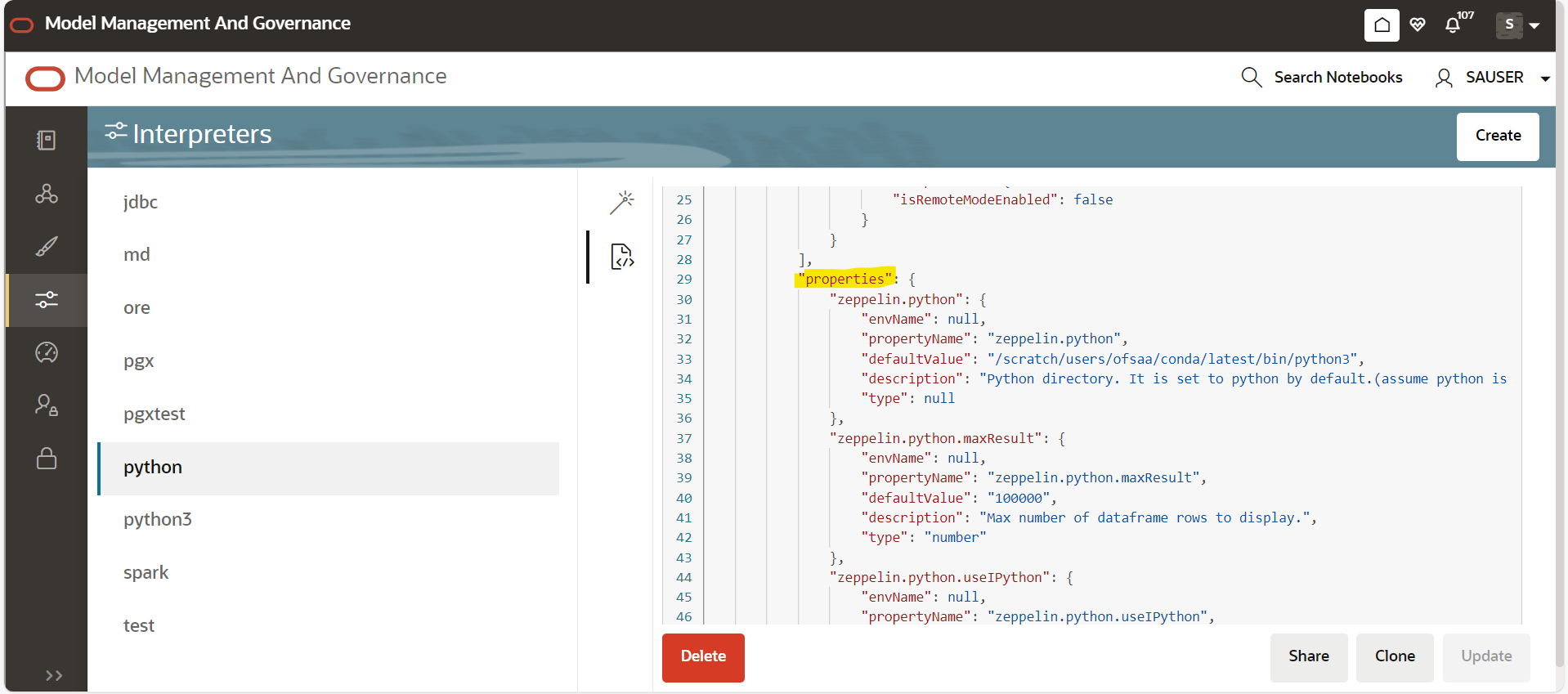 This image displays the Interpreter Client Config.